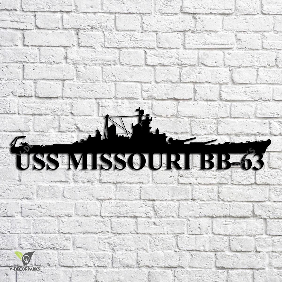 Uss Missouri Bb-63 Navy Ship Metal Art, Navy Ships Silhouette Metal ...