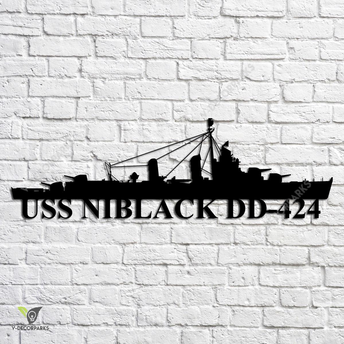 Uss Niblack Dd-424 Navy Ship Metal Art, Navy Ships Silhouette Metal 