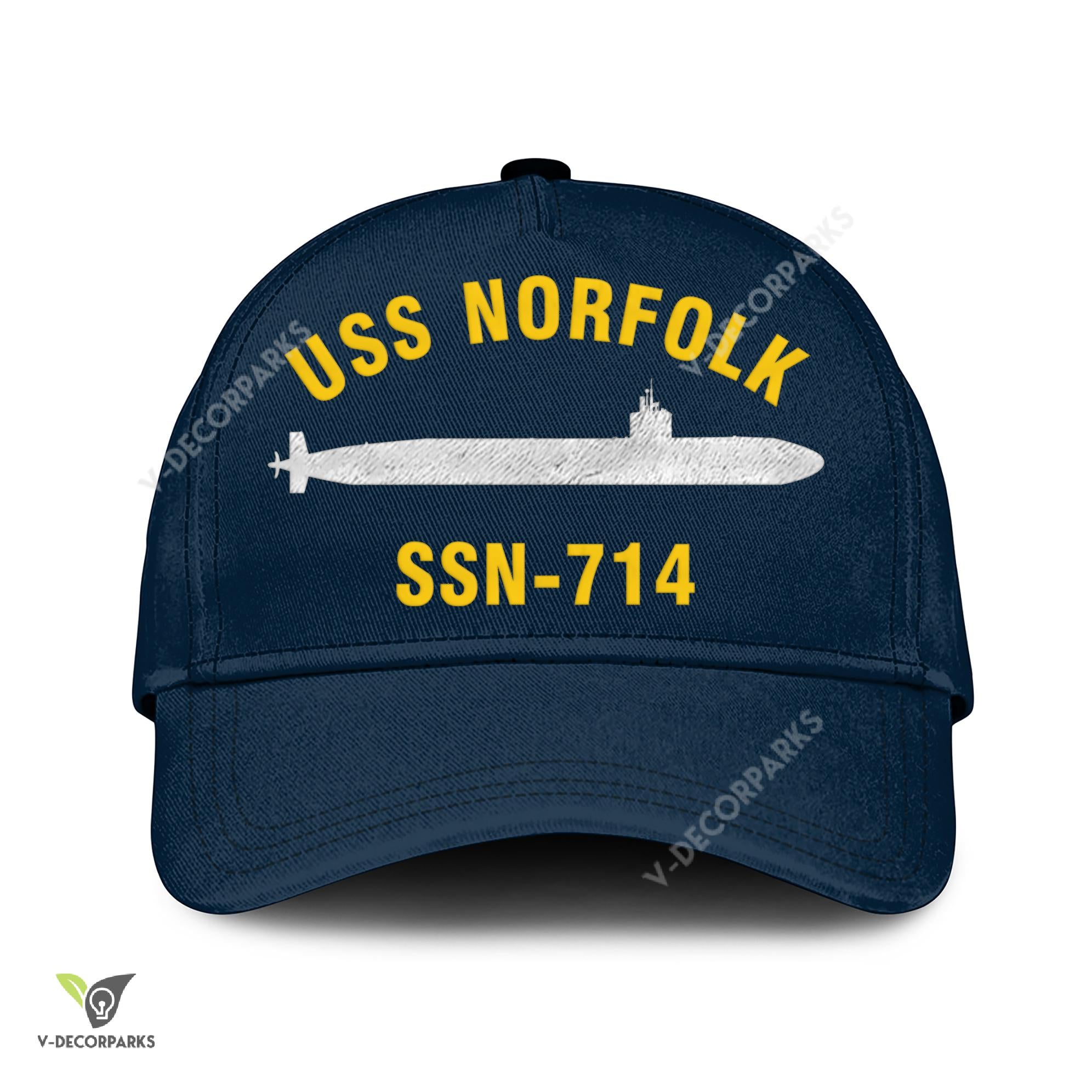 Uss Norfolk Ssn714 Classic Baseball Cap Gift For Navy Veteran, Custom