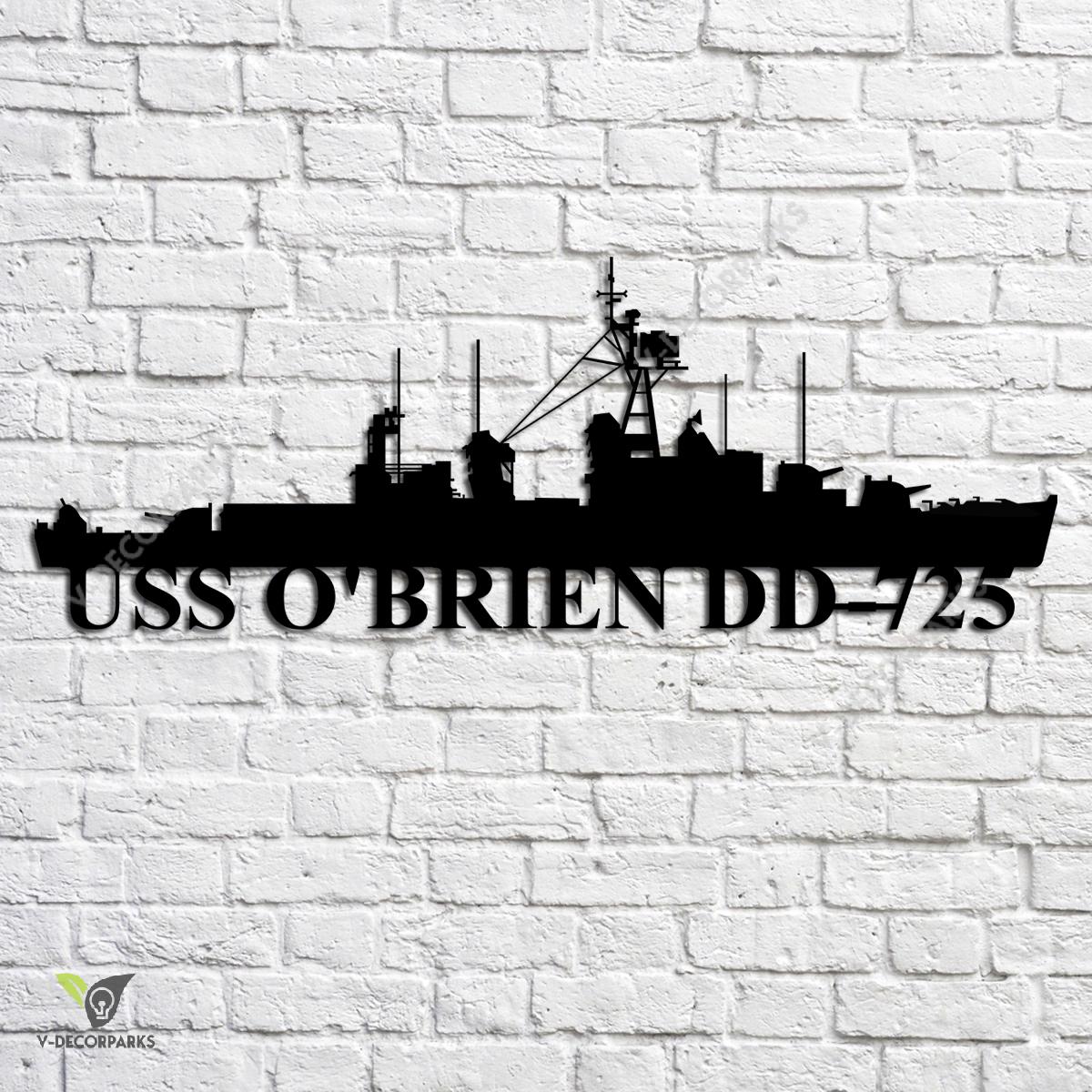 Uss O_brien Dd-725 Navy Ship Metal Art, Navy Ships Silhouette Metal ...