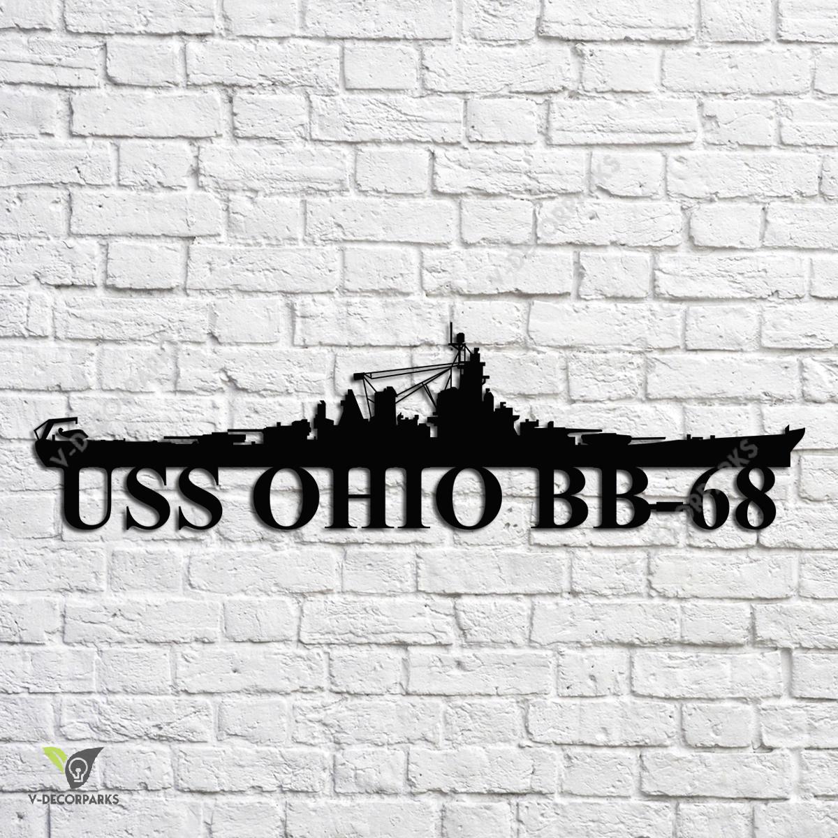 Uss Ohio Bb-68 Navy Ship Metal Art, Navy Ships Silhouette Metal Gift ...