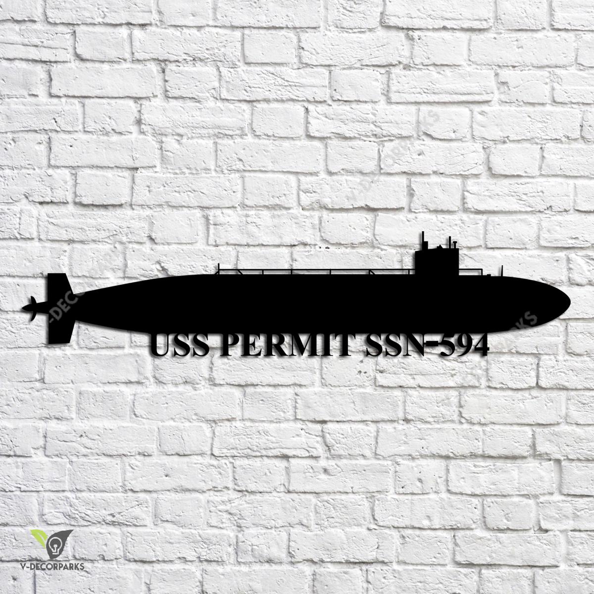 Uss Permit Ssn 594 Navy Ship Metal Art Navy Ships Silhouette Metal T For Navy Veteran