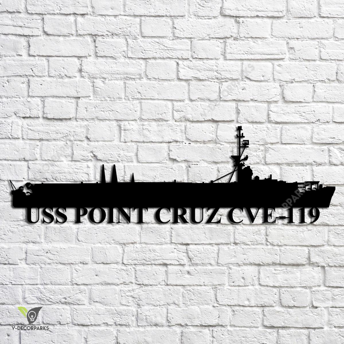 Uss Point Cruz Cve-119 Navy Ship Metal Art, Navy Ships Silhouette Metal ...