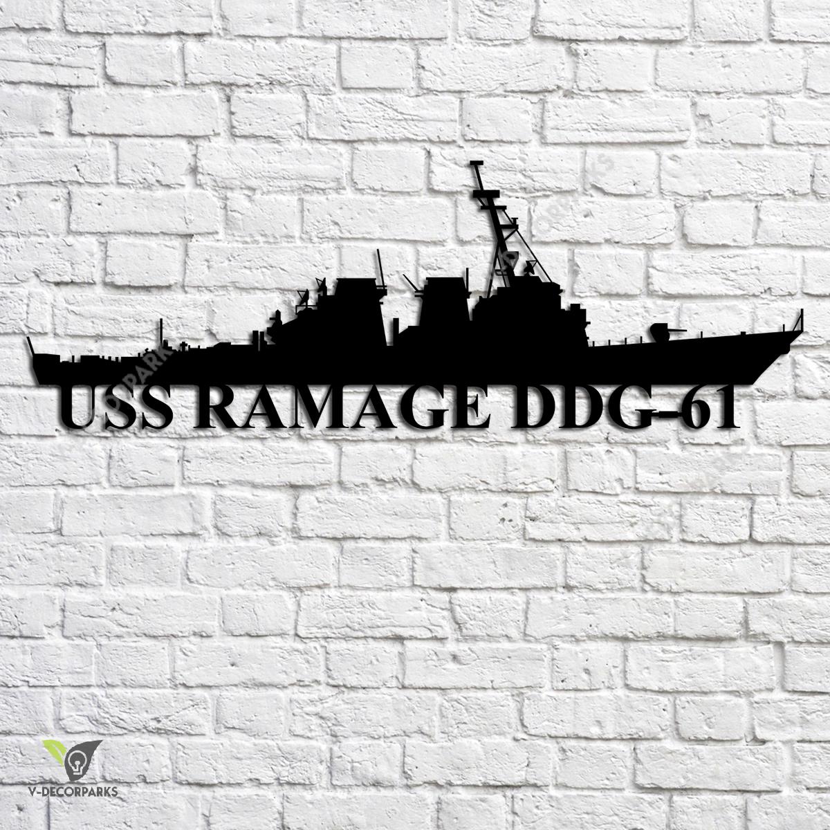 Uss Ramage Ddg-61 Navy Ship Metal Art, Navy Ships Silhouette Metal Gift ...