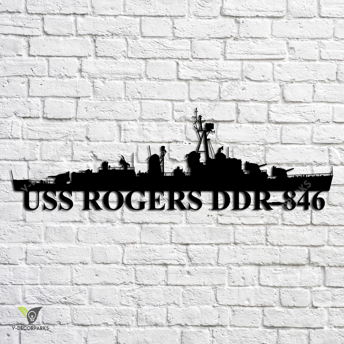 Uss Rogers Ddr-846 Navy Ship Metal Art, Navy Ships Silhouette Metal ...