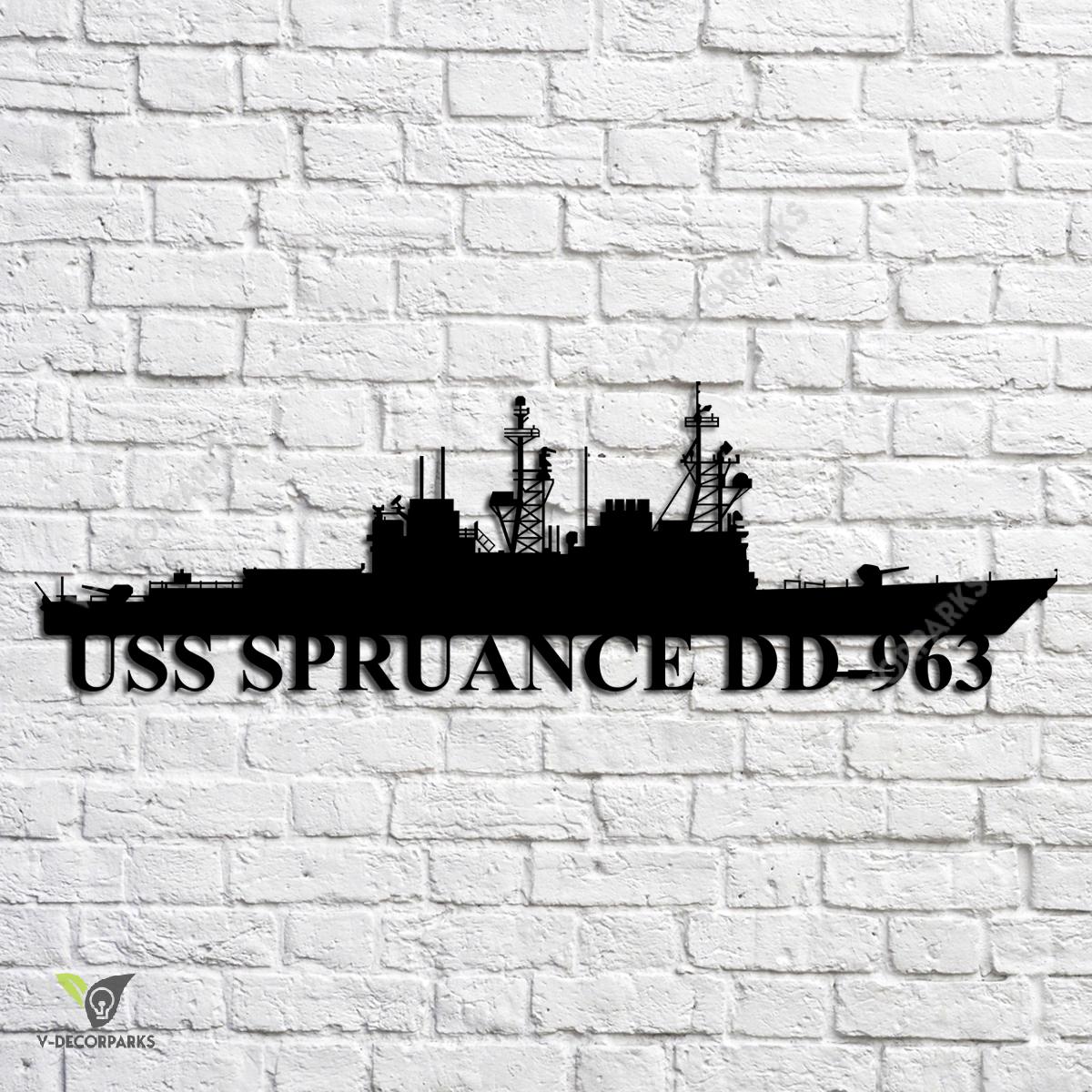 Uss Spruance Dd-963 Navy Ship Metal Art, Navy Ships Silhouette Metal ...