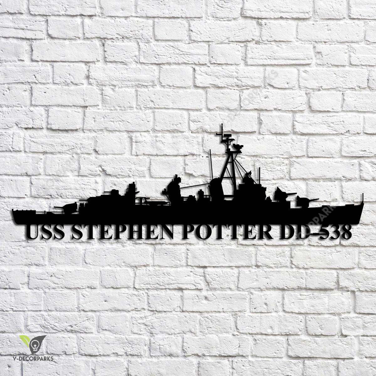 Uss Stephen Potter Dd-538 Navy Ship Metal Art, Navy Ships Silhouette ...