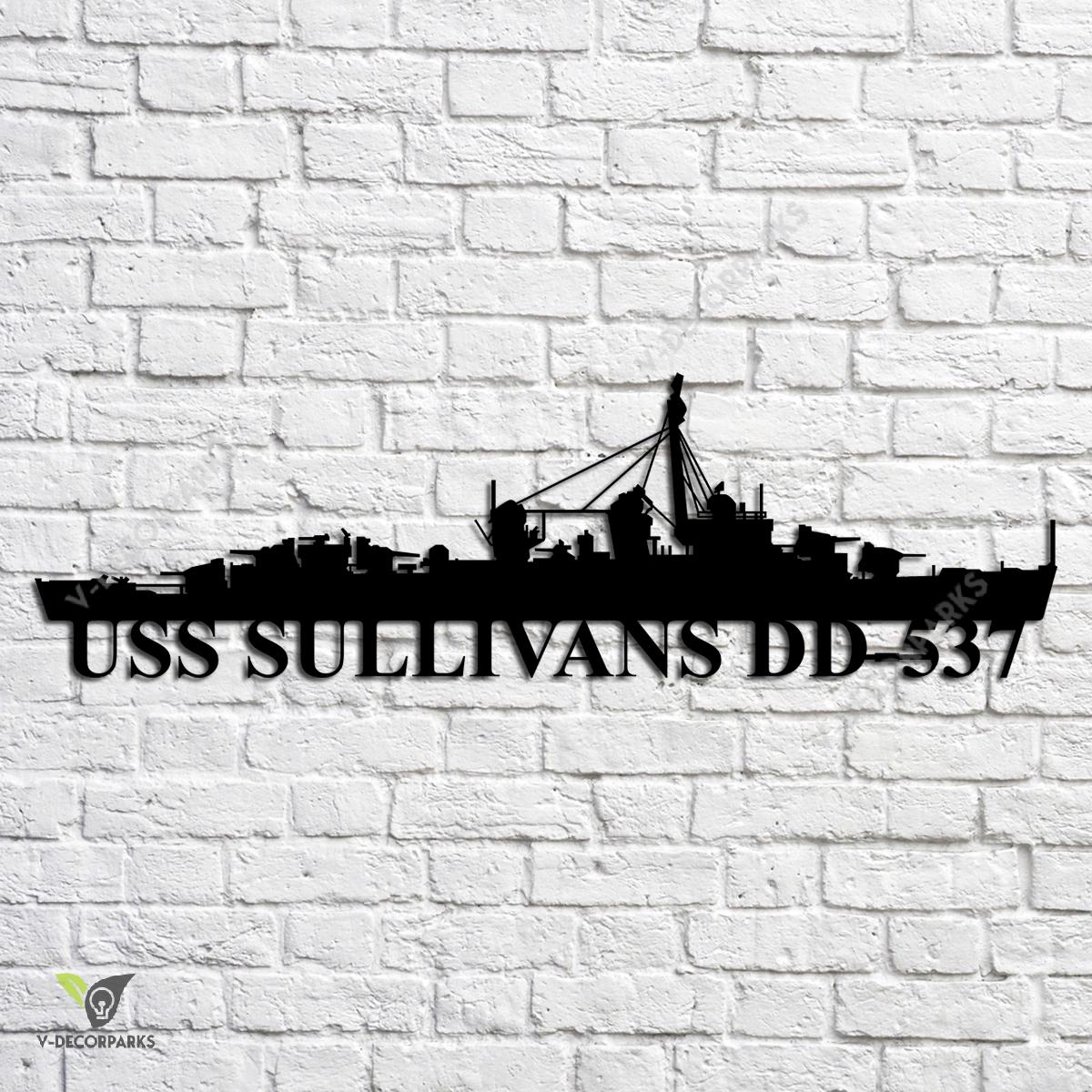 Uss Sullivans Dd-537 Navy Ship Metal Art, Navy Ships Silhouette Metal ...