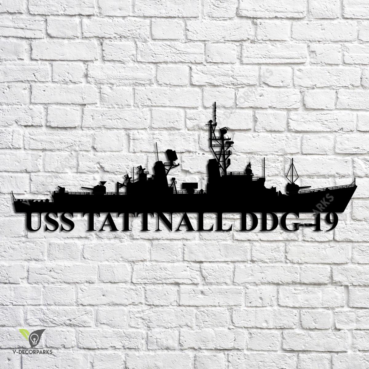 Uss Tattnall Ddg-19 Navy Ship Metal Art, Navy Ships Silhouette Metal ...