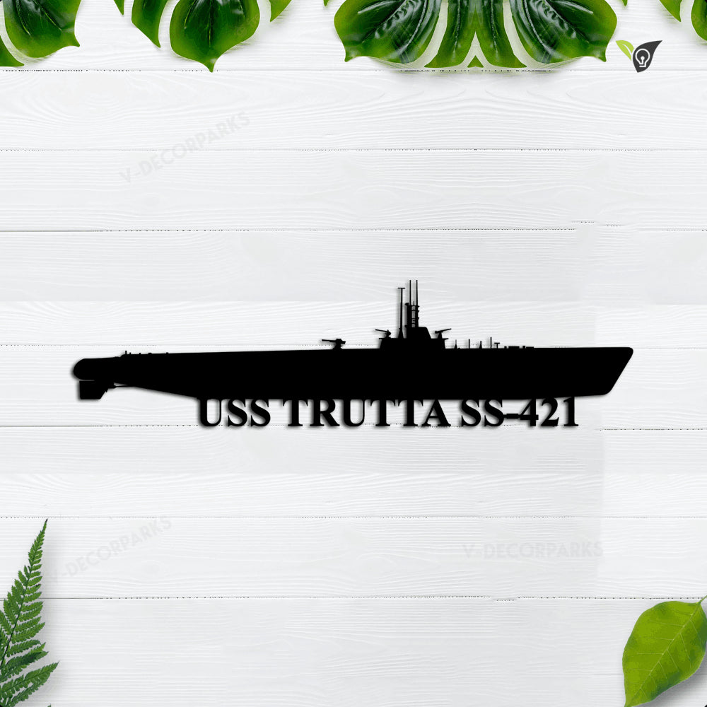 Personalized Submarine Uss Trutta Ss421 Metal Wall Art, Custom Us Navy