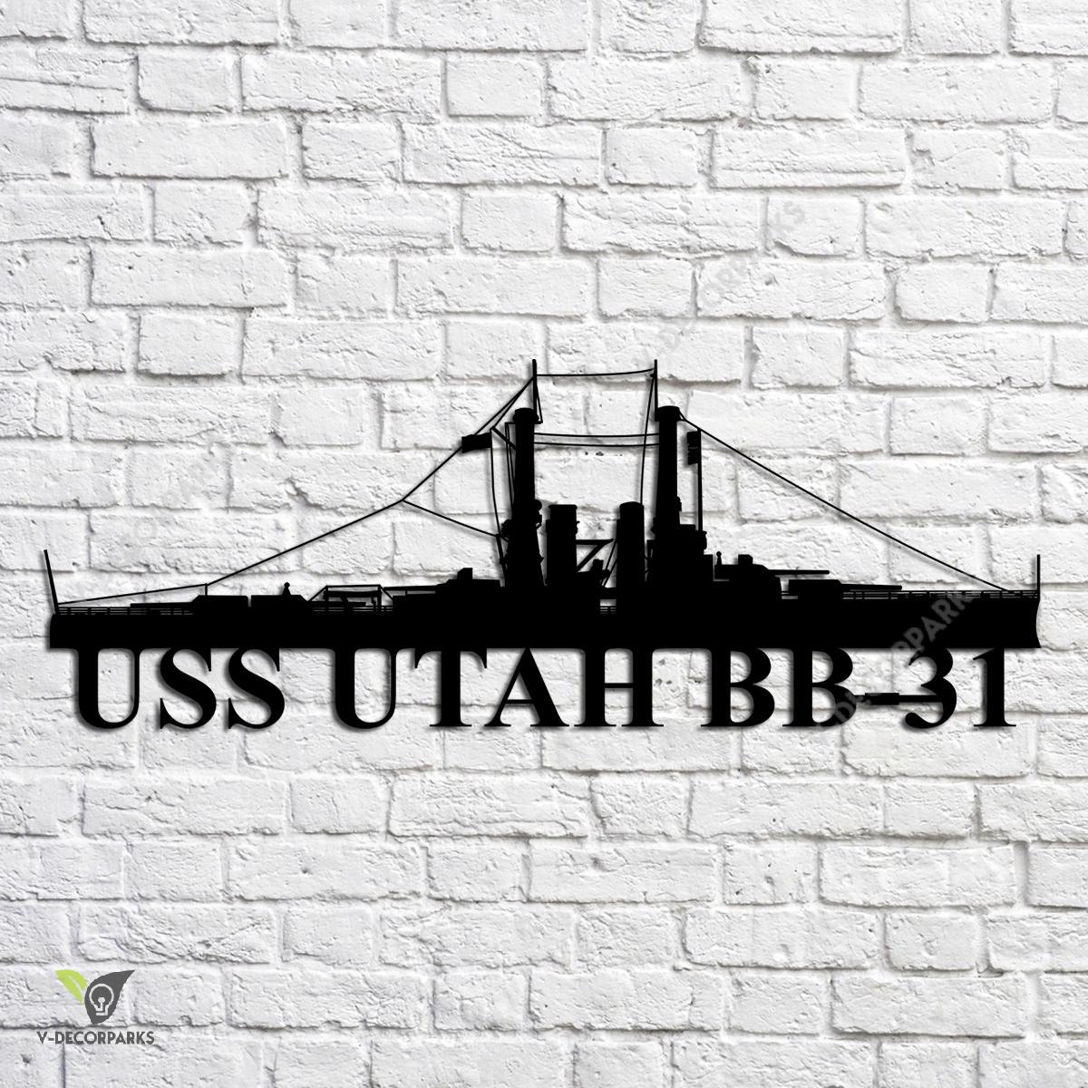 Uss Utah Bb31 Navy Ship Metal Art, Navy Ships Silhouette Metal Gift