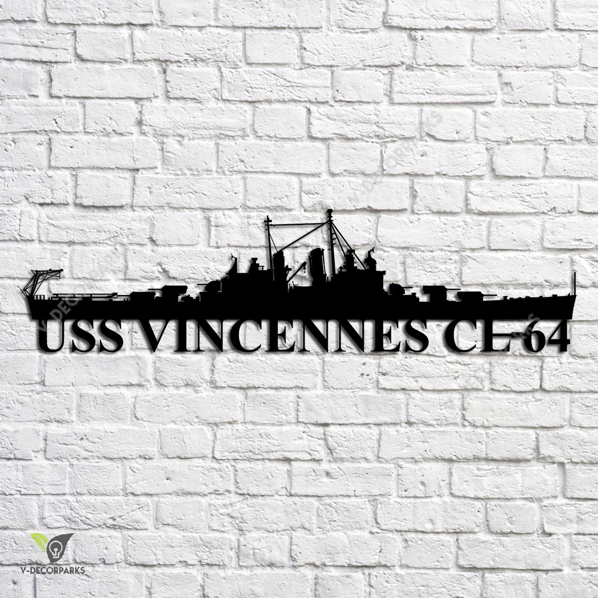 Uss Vincennes Cl64 Navy Ship Metal Art, Navy Ships Silhouette Metal ...