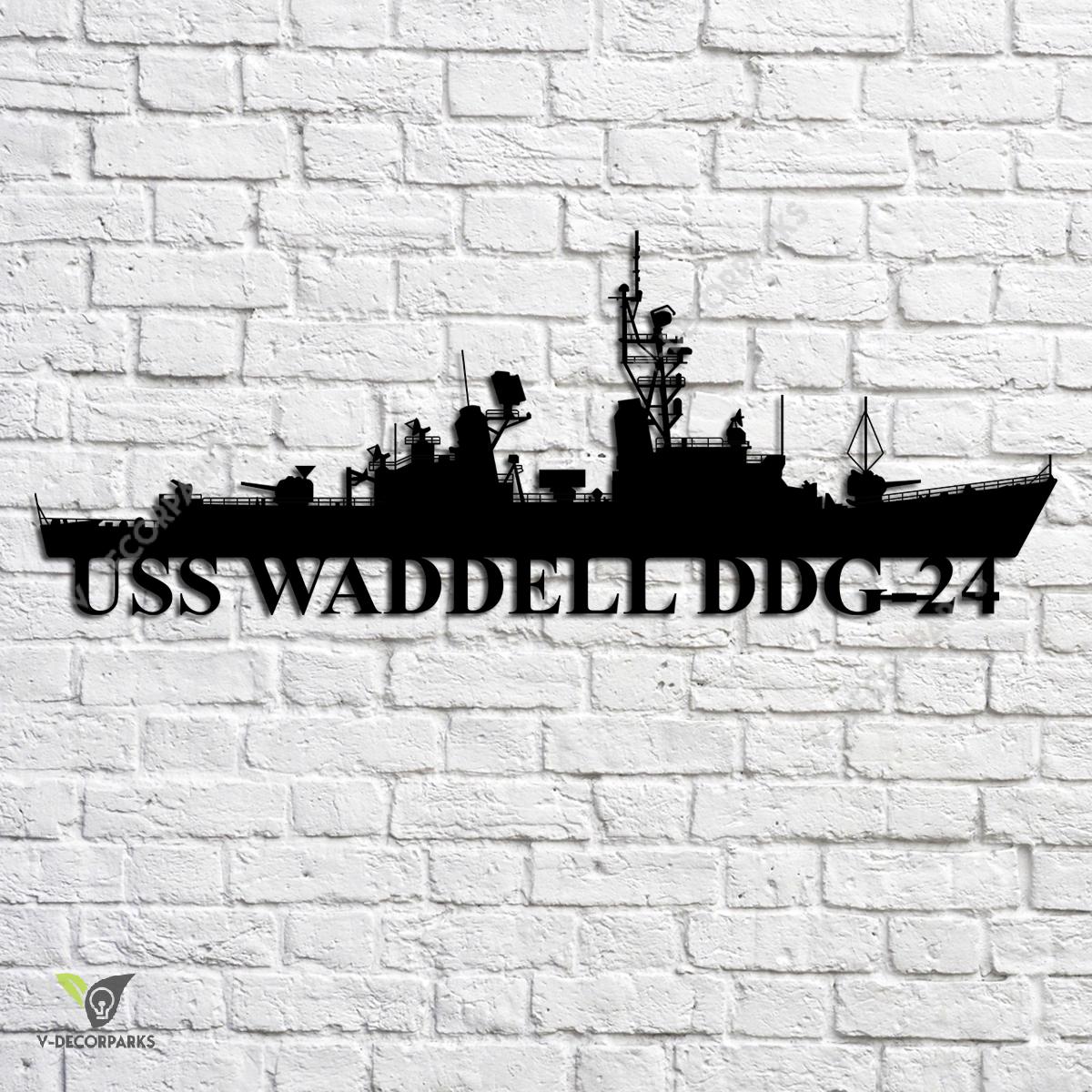 Uss Waddell Ddg-24 Navy Ship Metal Art, Navy Ships Silhouette Metal ...