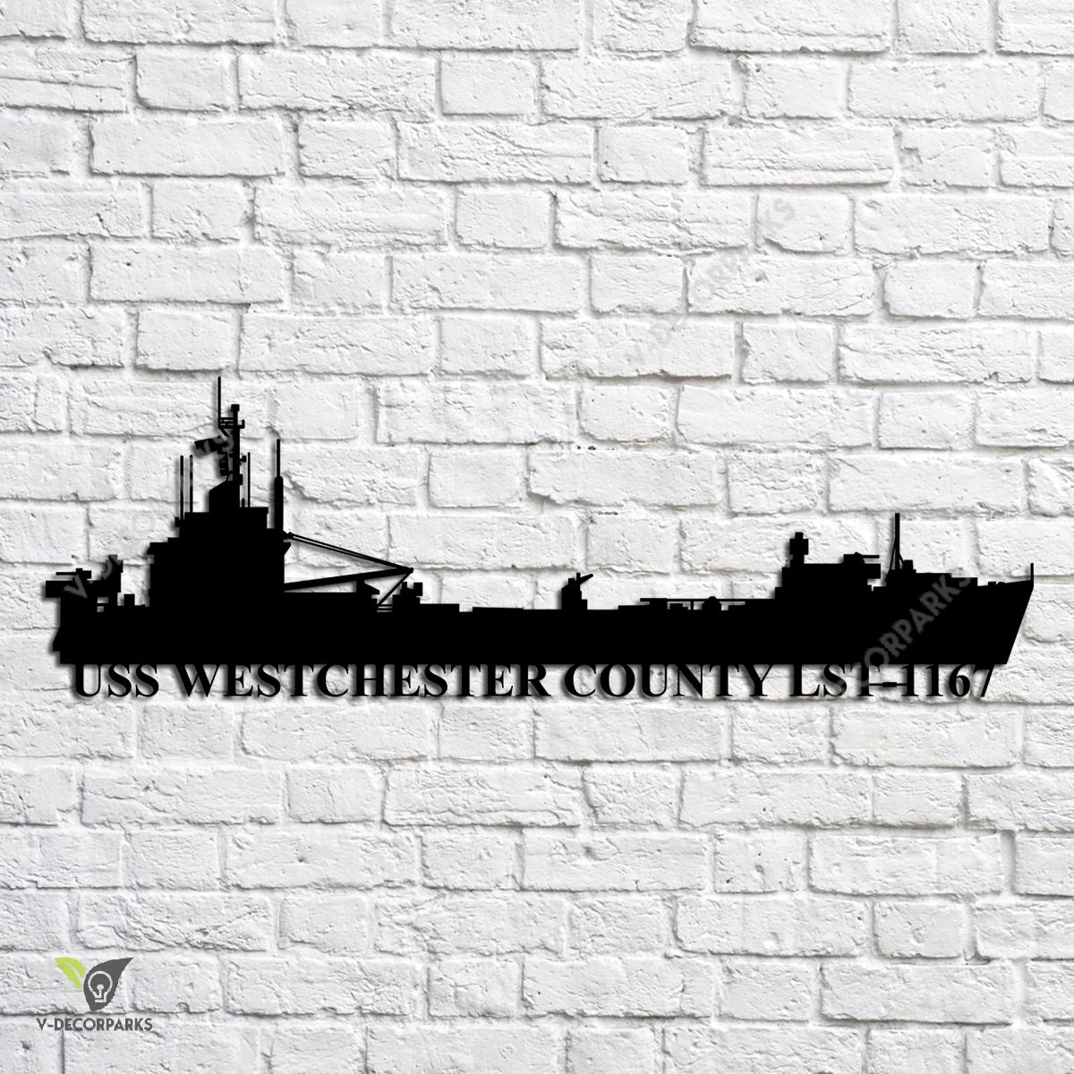 Uss Westchester County Lst1167 Navy Ship Metal Art, Navy Ships Silhouette Metal Gift For Navy