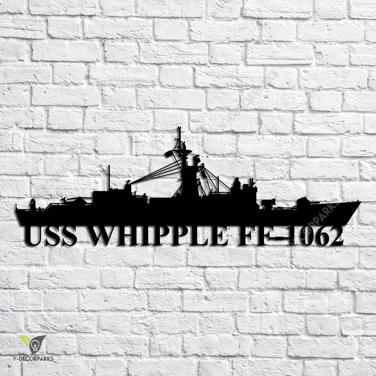 Uss Whipple Ff-1062 Navy Ship Metal Art, Navy Ships Silhouette Metal ...