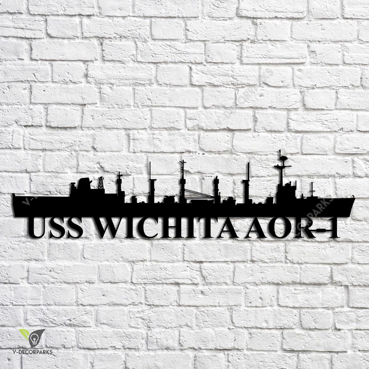 Uss Wichita Aor1 Navy Ship Metal Art, Navy Ships Silhouette Metal Gift