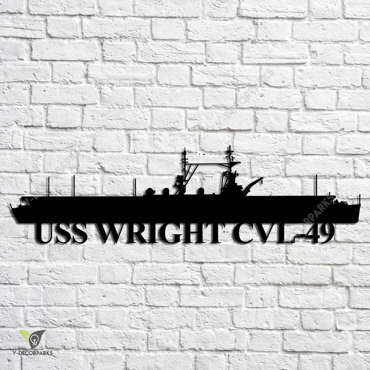 Uss Wright Cvl49 Navy Ship Metal Art, Navy Ships Silhouette Metal Gift
