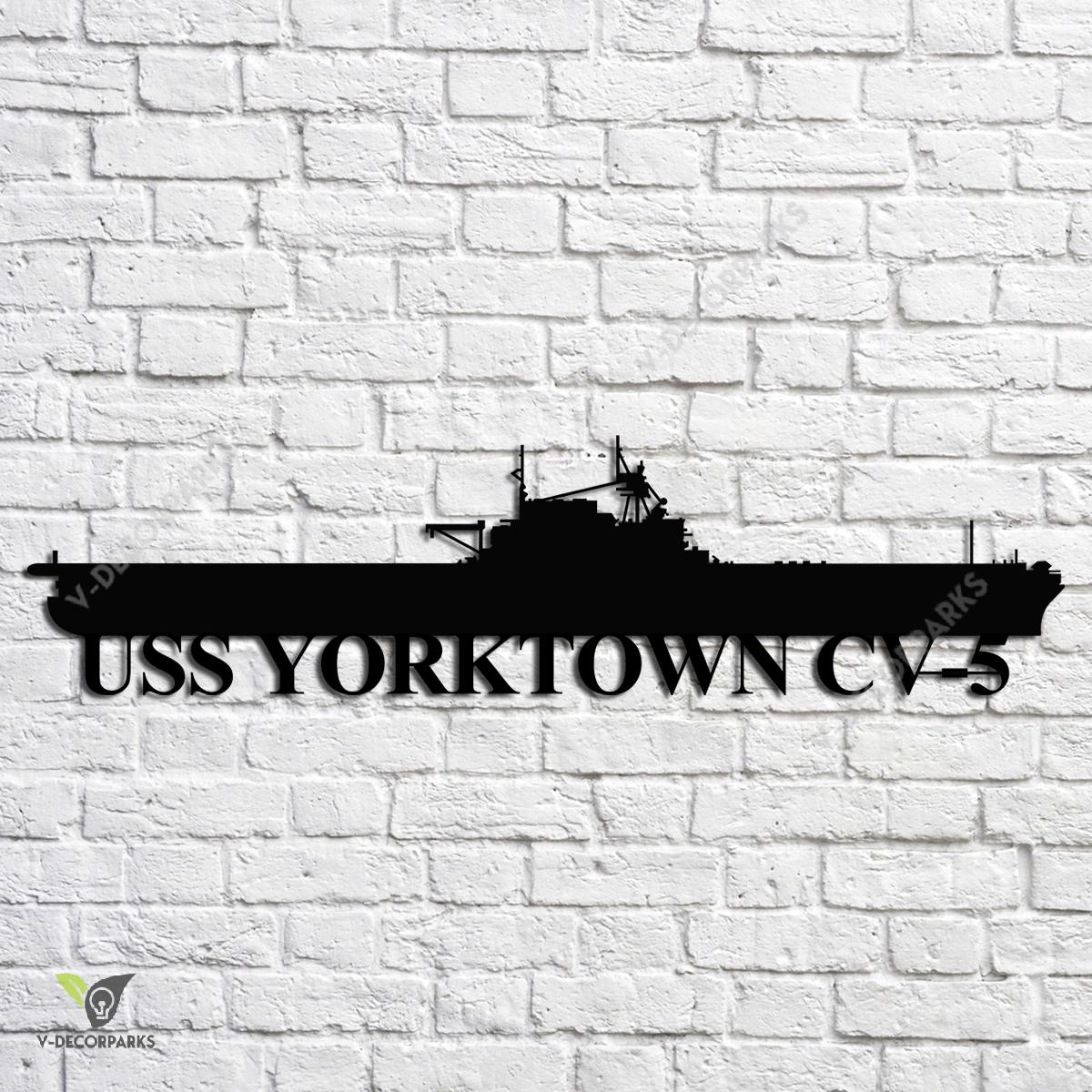 Uss Yorktown Cv-5 Navy Ship Metal Art, Navy Ships Silhouette Metal Gift ...