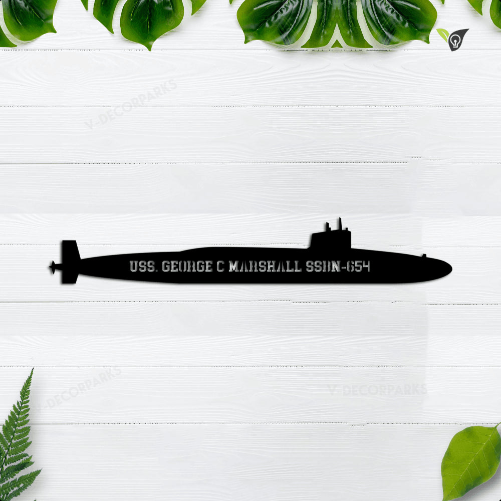 Personalized Submarine Uss George C Marshall Ssbn-654 Metal Wall Art, Custom Us Navy Ships Metal Sign, Metal Veteran Decor, Navy Gift, Decor Decoration