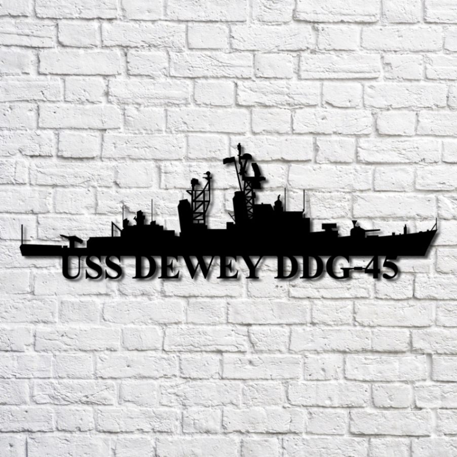 Uss Dewey Ddg-45 Navy Ship Metal Art, Custom Us Navy Ship Cut Metal Sign, Gift For Navy Veteran, Navy Ships Silhouette Metal Art