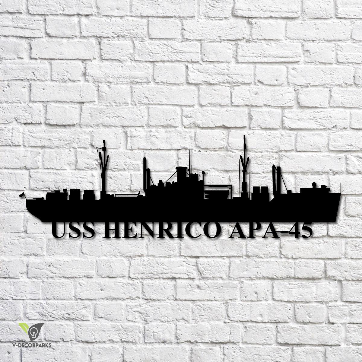 Uss Henrico Apa-45 Navy Ship Metal Art, Custom Us Navy Ship Cut Metal ...