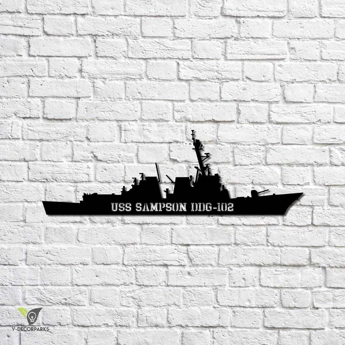 Uss Sampson Ddg-102 Navy Ship Metal Sign, Memory Wall Metal Sign Gift ...