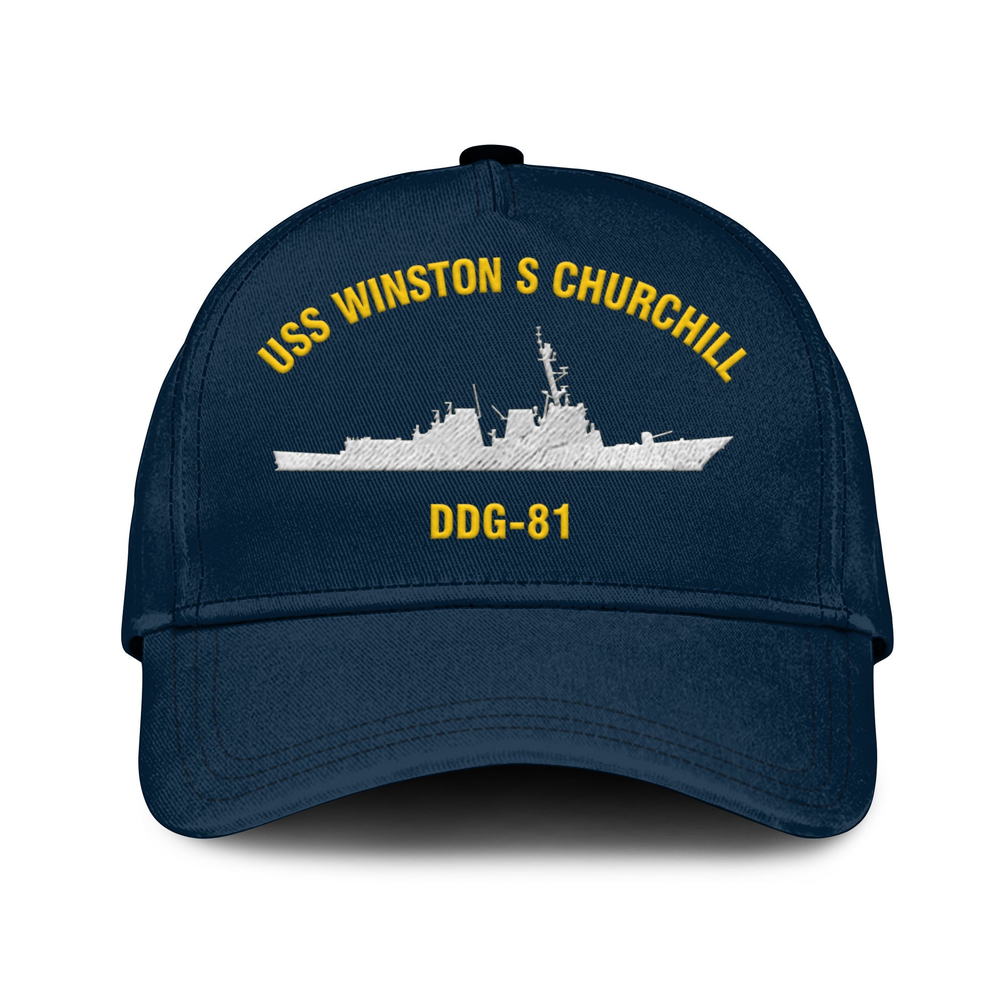 Uss Winston S Churchill Ddg-81 Classic Cap, Custom Print Embroidered Us 