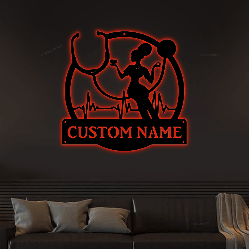 Untitled Personalized Nurse Sign With Led Lights, Nurse Wall Decor ...