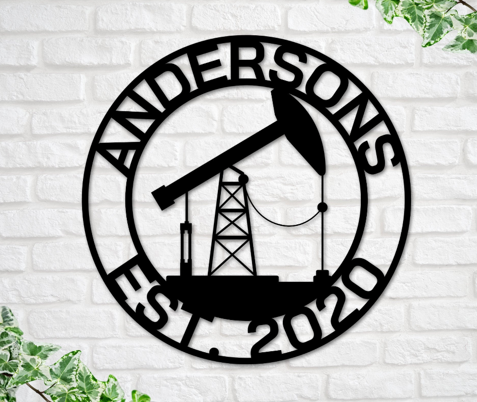 Oil Pump Sign, Oilfield Decor, Metal Wall Art, Pump Jack, Oil Field