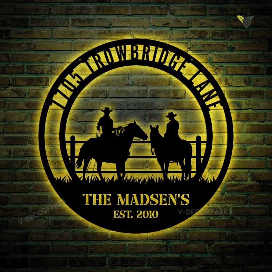 Metal Horse Sign Monogram, Custom Outdoor, Farmhouse, Ranch, Acres