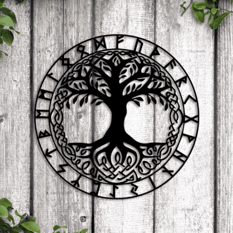 Viking Metal Wall Art Led Lights, Yggdrasil Sign, Viking Wall Art, Tree