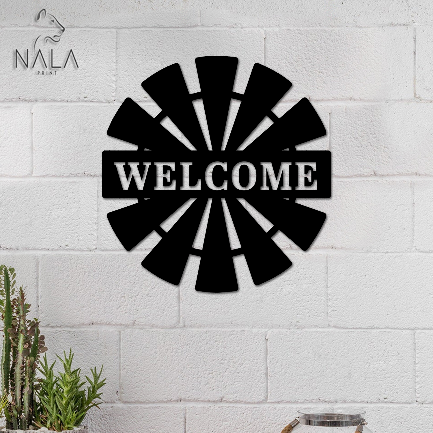 Windmill Metal Sign, Wall Hanging For Front Porch Decor