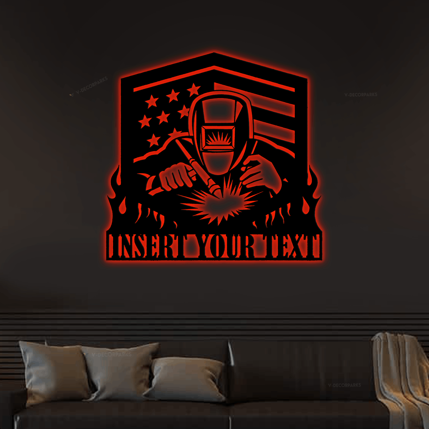 Led Lights Welder Personalized Metal Sign, Welder Metal Wall Sign, Metal Wall Sign For Welder