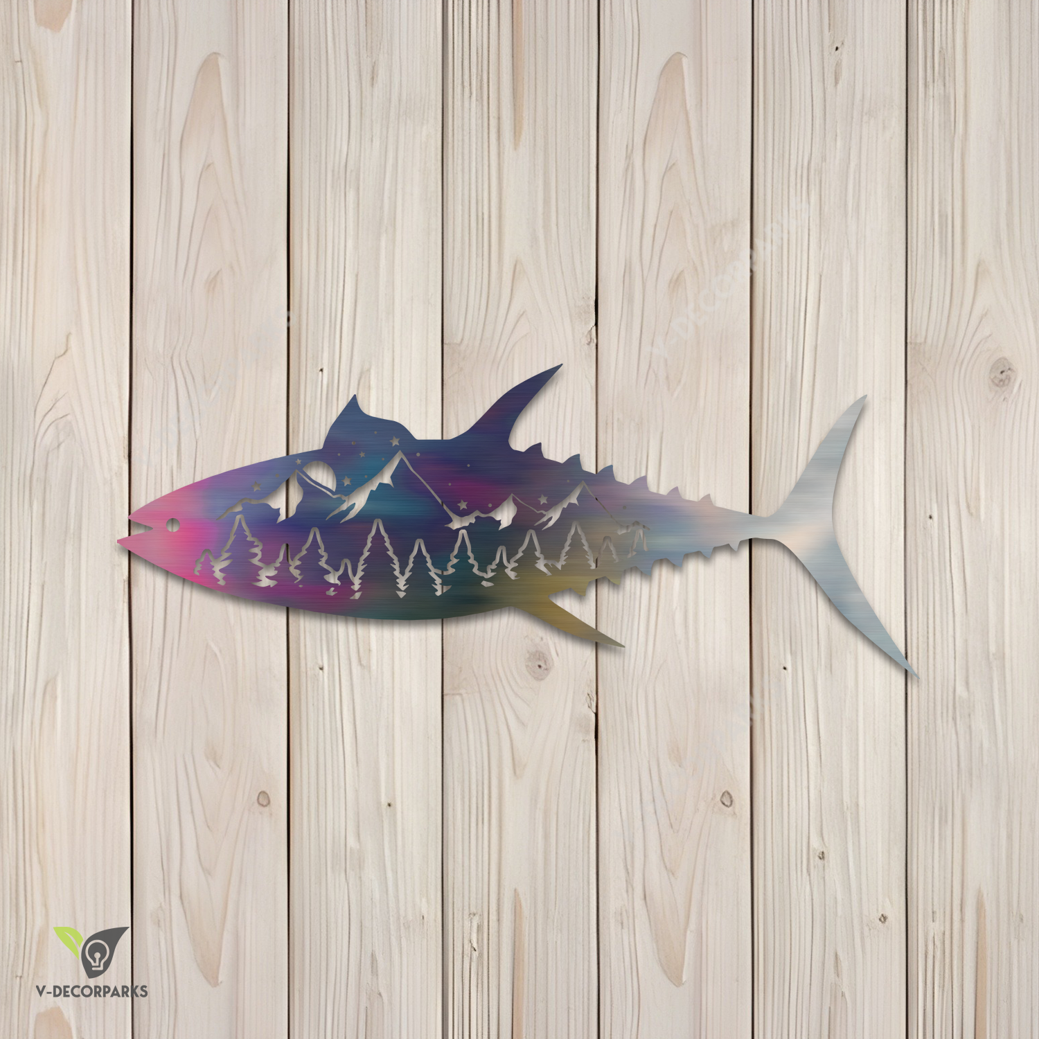 Tuna Fish Metal Wall Art Design, Tuna Heat Coloring Steel Plaque