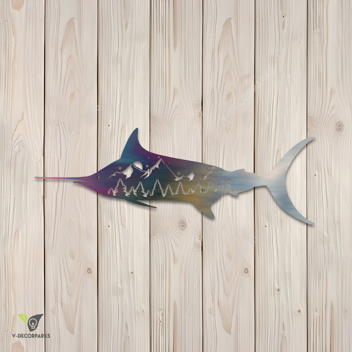 Marlin Fish Metal Wall Decoration, Marlin Decorative Accent For Beach House