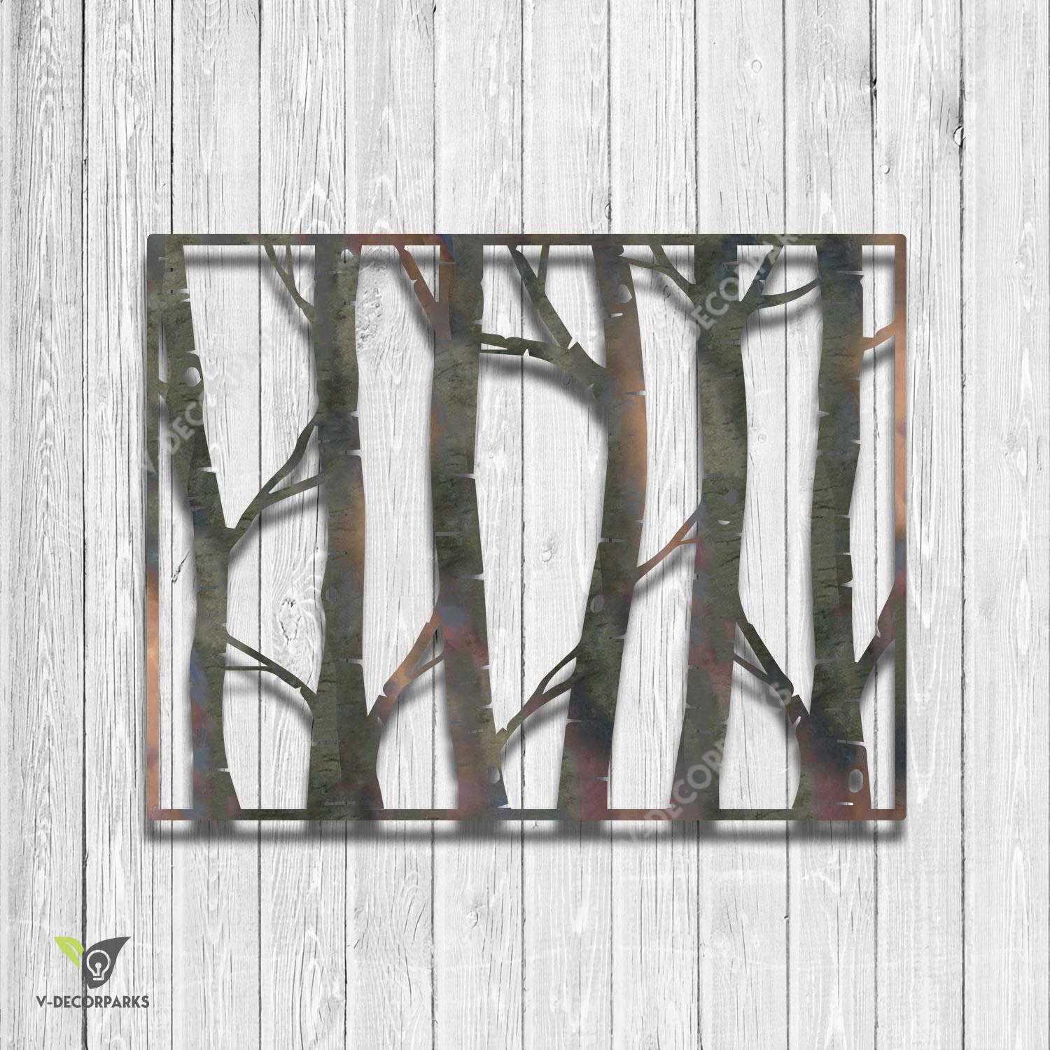 Aspen Trees Rectangle Heat Coloring Steel Wall Decoration, Aspen Evergreen Accent