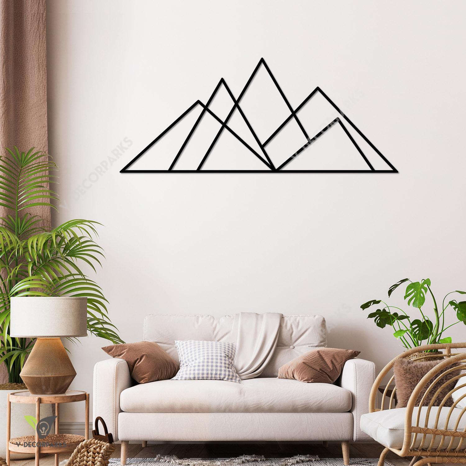 Geometric Mountain Metal Wall Decor, Geometric Mountain Stainless House Accent