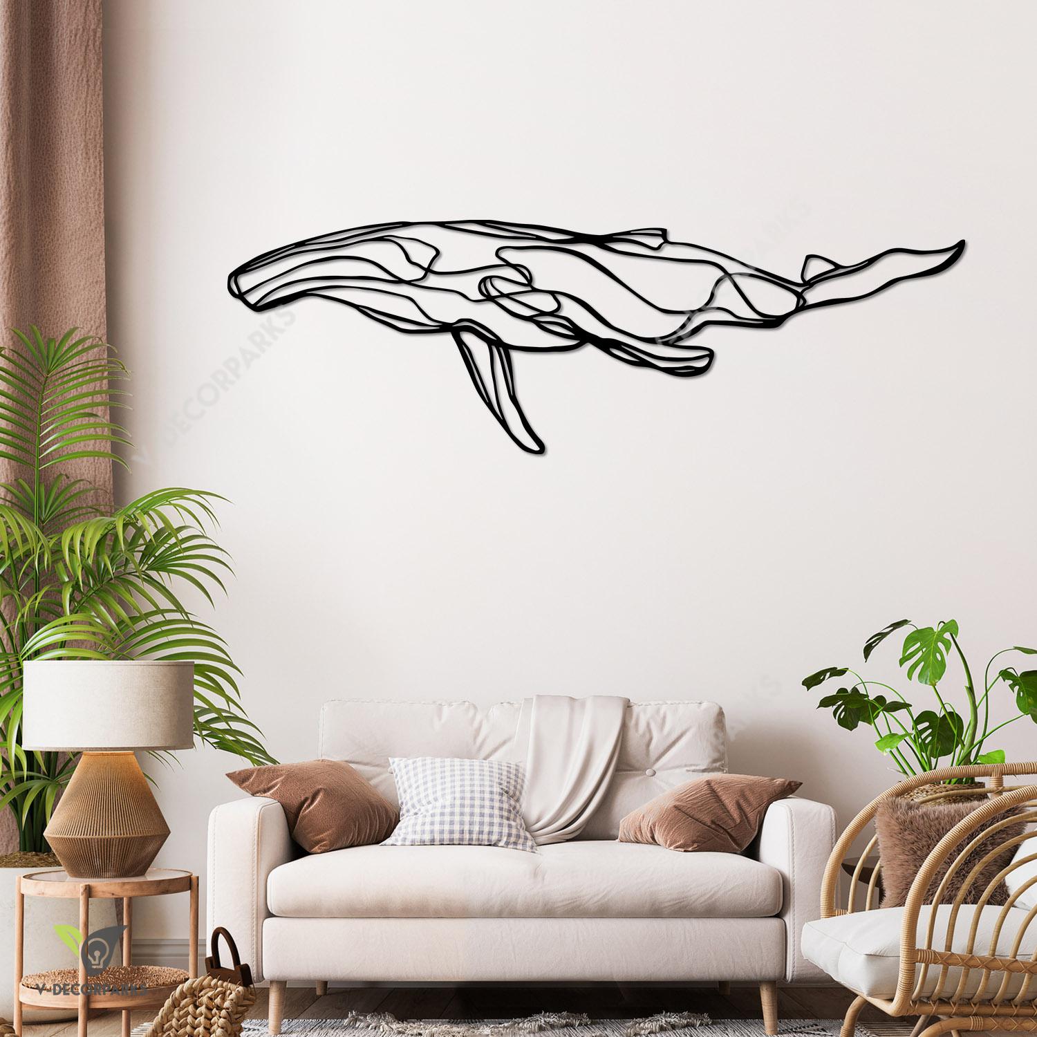Blue Whale Metal Wall Decoration, Blue Whale Rust Resistant Plaque For Beach House