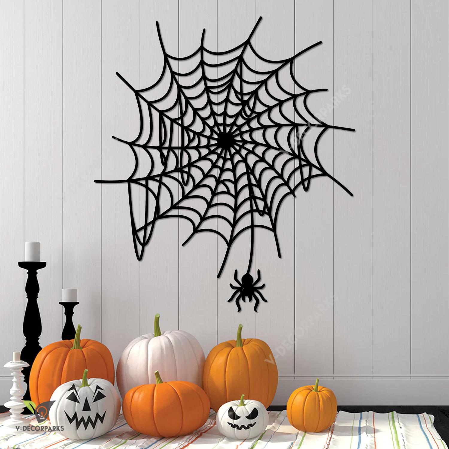 Spider Web Metal Art, Halloween Occasion Laser Cut Wall Hanging