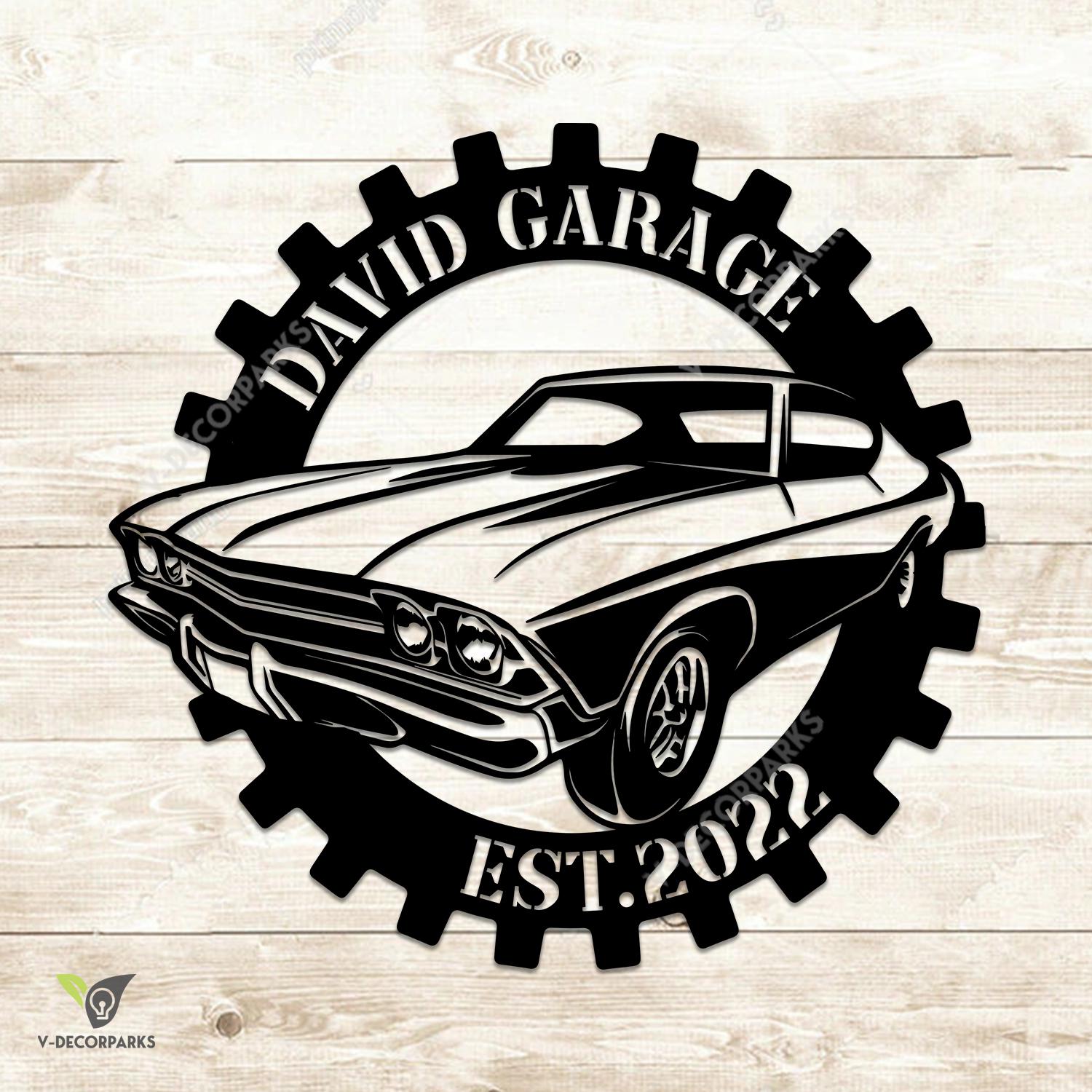 Personalized American Muscle Car Garage Metal Sign, Muscle Car Gear Iron Plaque Metal Sign