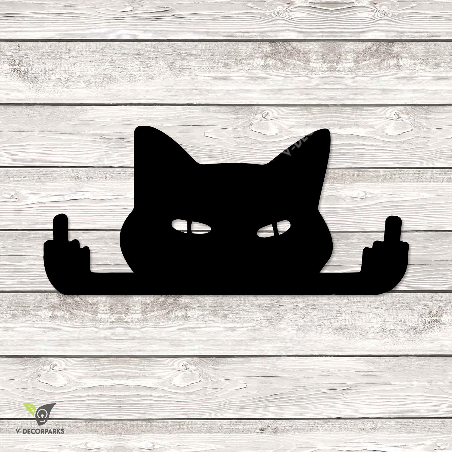 Aggressive Cat With Middle Finger Metal Wall Decor, Aggressive Cat Funny Living Room Plaque