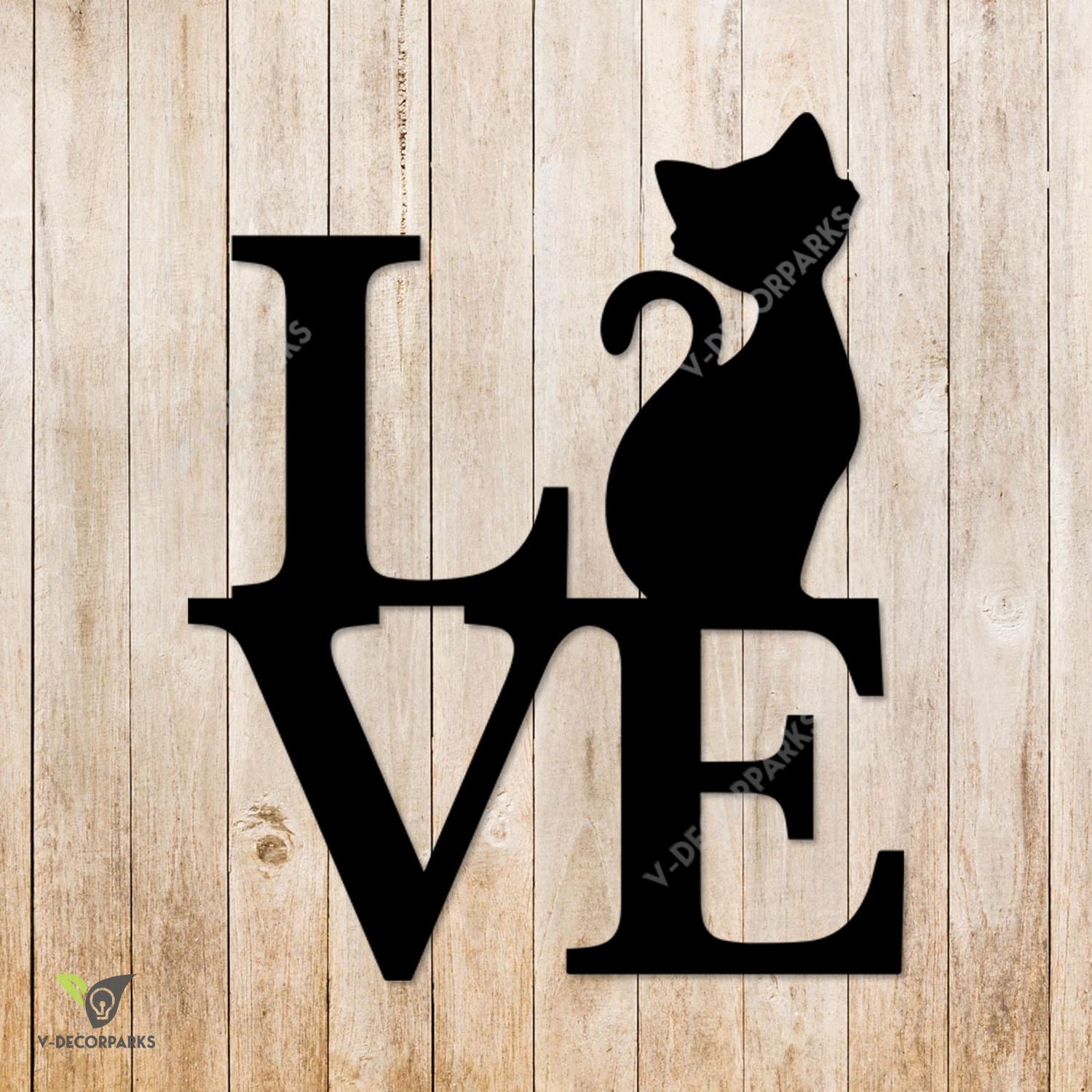 Love Cat Metal Wall Decoration, Cat Interior Design For Her