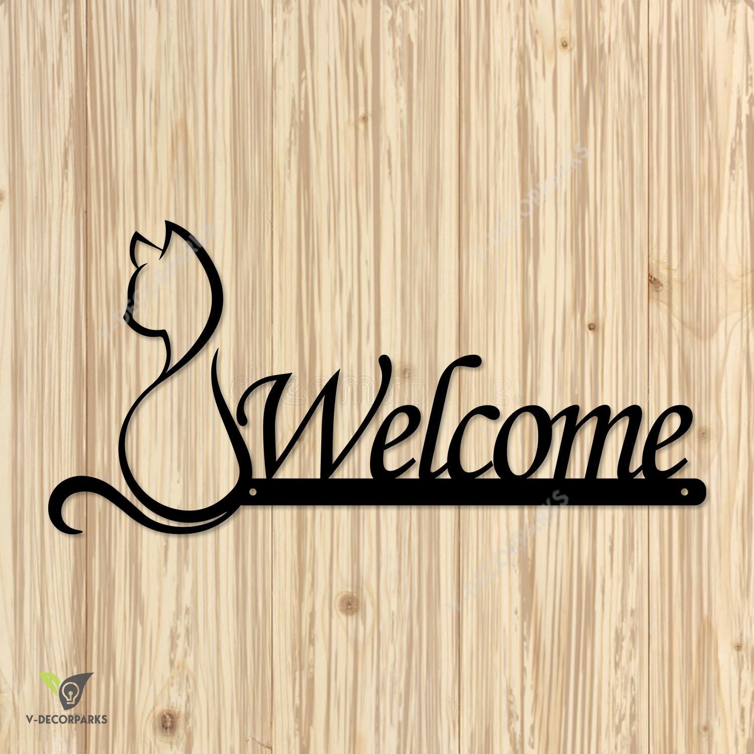Cat Welcome Metal Sign, Kitten Stainless Porch Sign