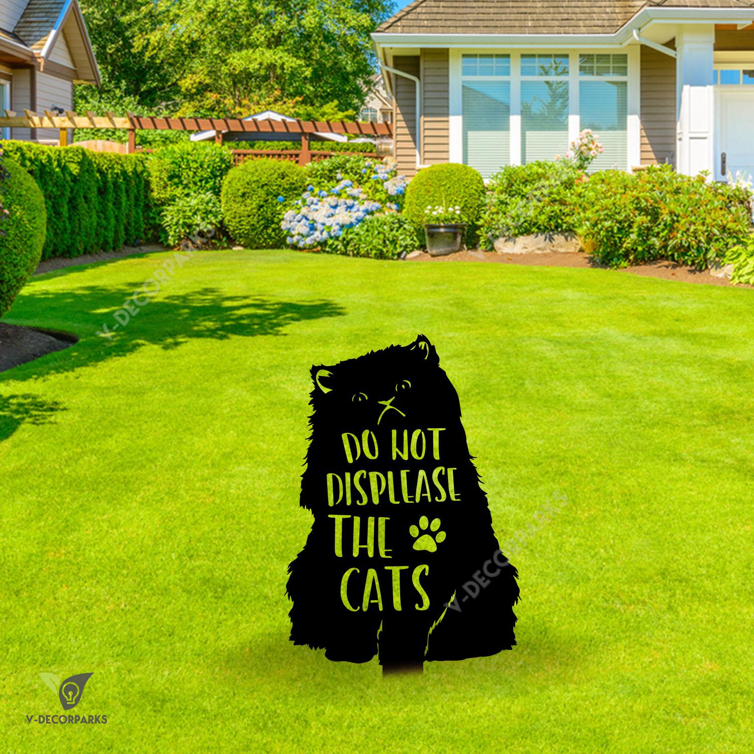 Do Not Displease The Cats Metal Garden Decoration, Kitten Outer Artwork