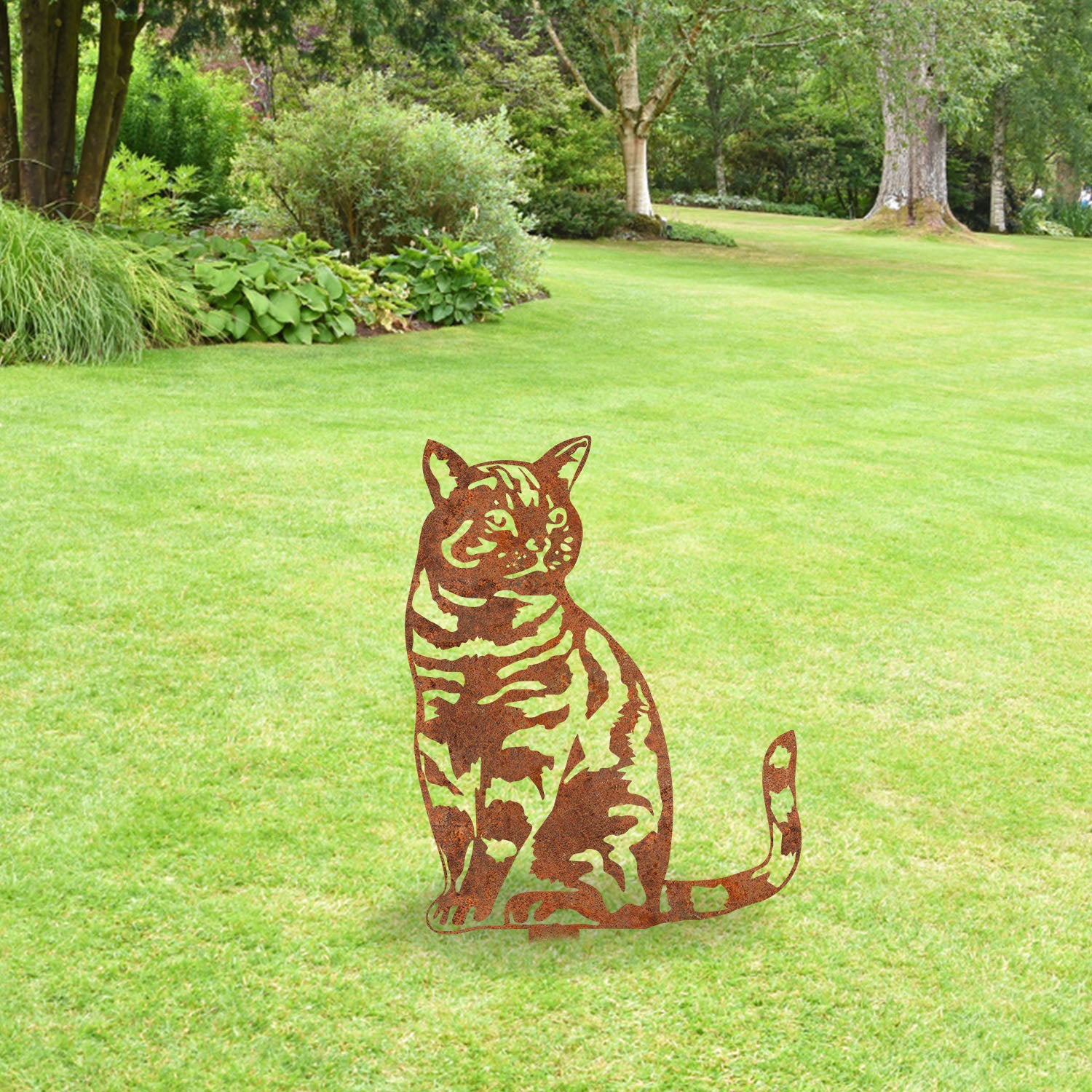 Rustic Bengal Cat Metal Garden Sculpture, Bengal Cat Plasma Cut Sign