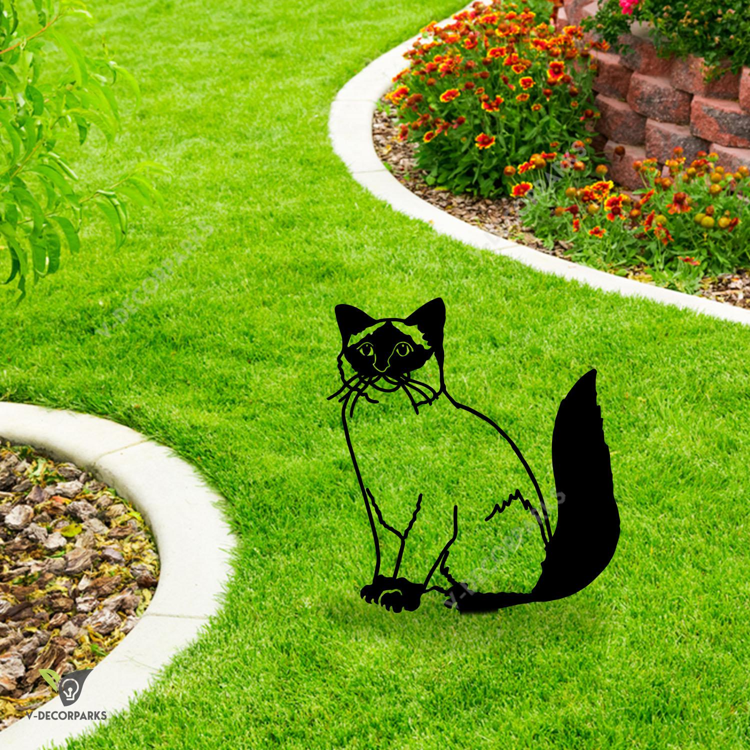 Funny Birman, Siamese Cat Metal Garden Art, Birman, Siamese Cat Outer Sign For Her