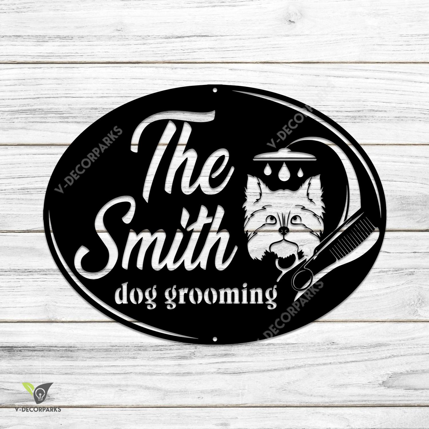 Personalized Dog Grooming Salon Metal Art, Pet Shop Evergreen Decoration Metal Sign