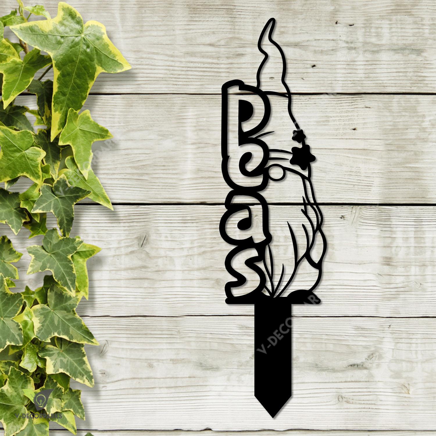 Peas Gnome Metal Garden Decoration, Peas Vegetables Markers Weatherproof Accent For Mom Metal Sign