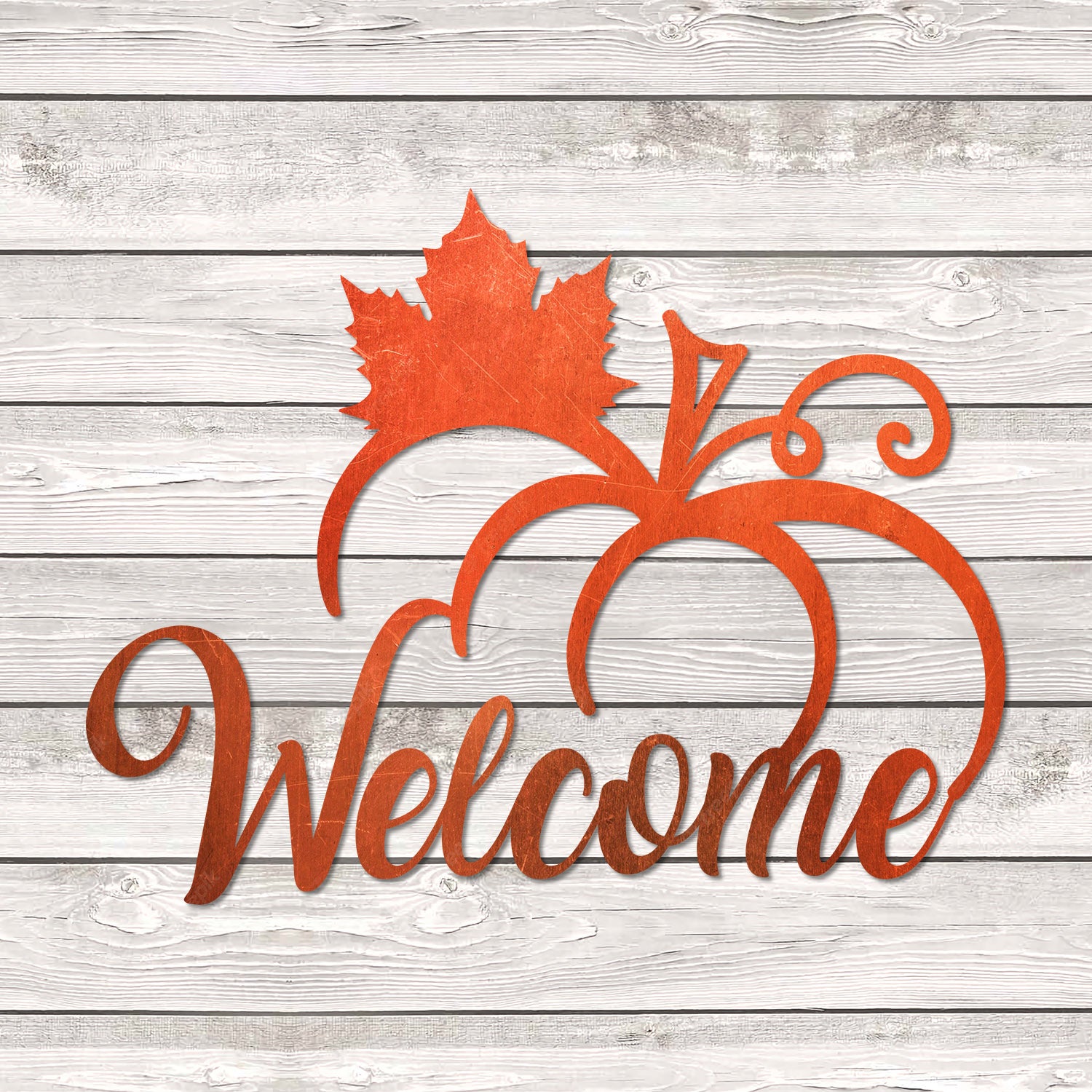 Welcome Pumpkin Orange Metal Wall Art, Welcome Pumpkin Laser Cut Fence Decoration For Fall, Thanksgiving