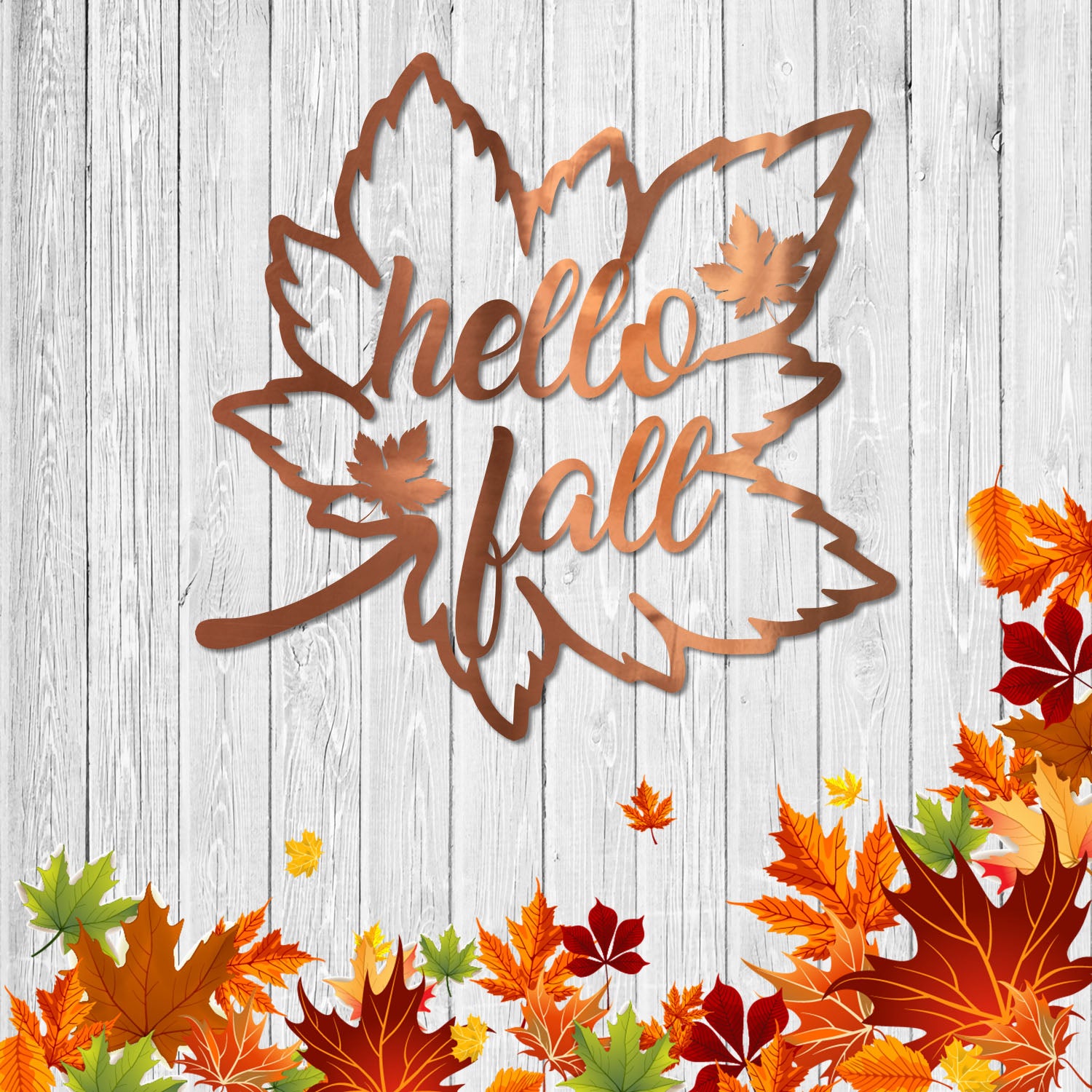 Hello Fall Maple Leaf Metal Wall Art, Maple Plasma Cut Decoration